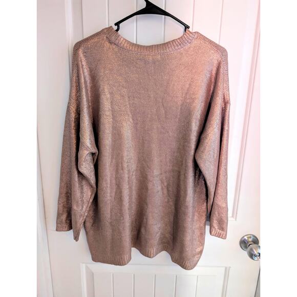 Retrology Pink Oversized Womens's Sweater with Gold Accents, Size Large - Picture 5 of 8